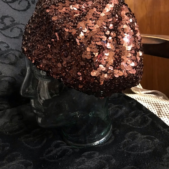 Vintage Toppettes Brown Sequence Beanie Hat by A. Brod - Picture 4 of 4